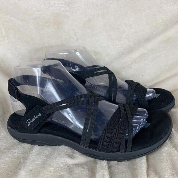 Skechers Shoes - Skechers Womens Reggae Slim Takes Two Black Sandals Size 8 - 163112 BBK
